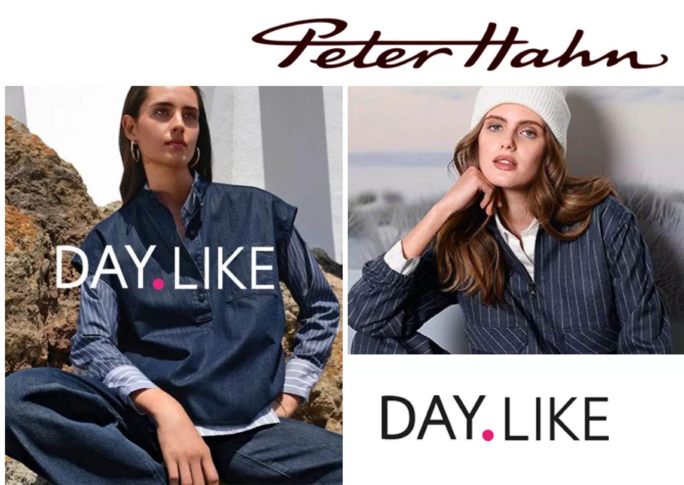 Ein Werbebild der Peter Hahn Eigenmarke DAY.LIKE auf dem zwei weibliche Models die Basic-Mode präsentieren. 