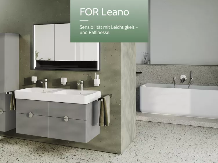 Die Badezimmer-Reihe FOR Leano in Grüntönen. 