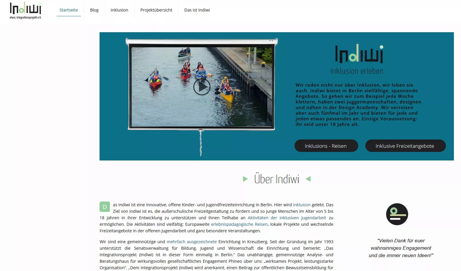 Ein Screenshot der Indiwi Website. 