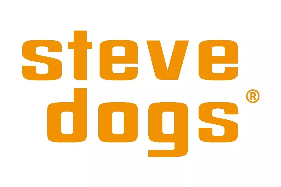 Das orange steve dogs Logo. 